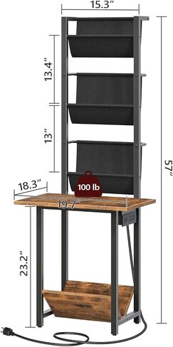 حامل مشغل تسجيلات مع مخرج طاقة، حامل قرص دوار مع وحدة تخزين من الفينيل، طاولة مشغل تسجيلات فينيل تصل إلى 200 ألبوم، رف حامل تسجيلات من الفينيل، منظم مشغل تسجيلات ETHR106E01 in Kuwait
