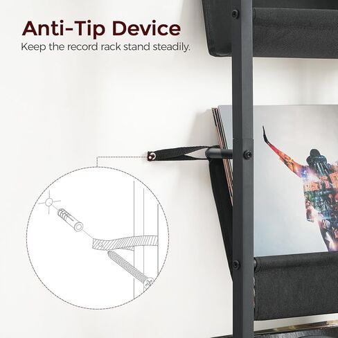 حامل مشغل تسجيلات مع مخرج طاقة، حامل قرص دوار مع وحدة تخزين من الفينيل، طاولة مشغل تسجيلات فينيل تصل إلى 200 ألبوم، رف حامل تسجيلات من الفينيل، منظم مشغل تسجيلات ETHR106E01 in Kuwait