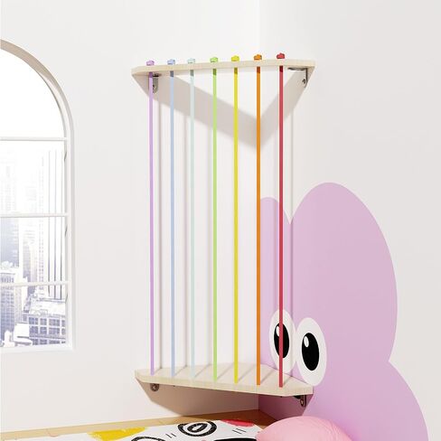 Stuffed Animals Storage with Colorful Elastic Ropes Wooden Plushies Organizer for Corner with Adjustable Length Large Corner Pet Holder Net for Kids Room, Playroom Easy to Install in Saudi Arabia