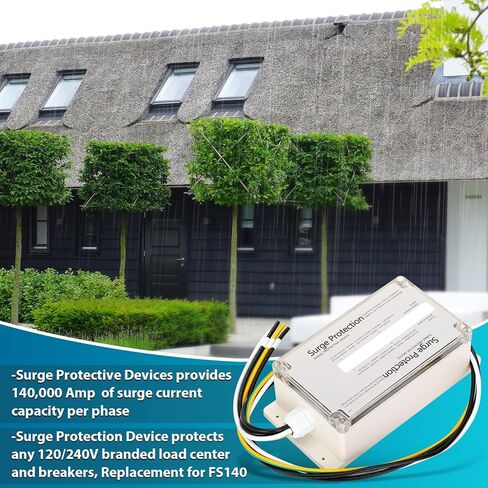 جهاز حماية من زيادة التيار في المنزل بالكامل بقدرة 140.000 أمبير، جهاز حماية من زيادة التيار المنزلي FS140، 120 فولت 50-60 هرتز 140KA، مقاوم للماء IP66 للاستخدام الداخلي/الخارجي in Kuwait
