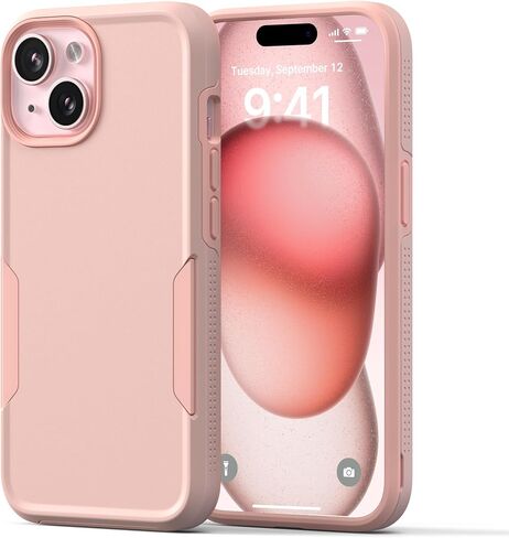 حافظة NTG【2023 مصممة جديدة لهاتف iPhone 15، متينة ونحيفة ومضادة للصدمات [هيكل من طبقتين] [حماية من الدرجة العسكرية] حافظة هاتف لهاتف iPhone 15 (6.1 بوصة)، عصير الكرز الوردي in Kuwait