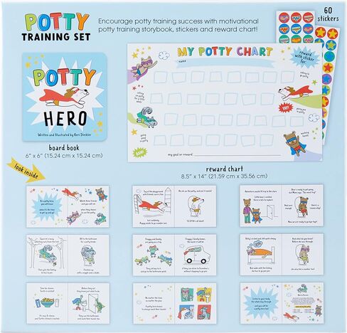 C.R. Gibson BTDK-24938 Super Hero Stickers and Hanging Door Knob Reward Chart Potty Training Tool for Boys, 3.5" W x 15.4" H, Multicolor, 36 Stickers in Kuwait