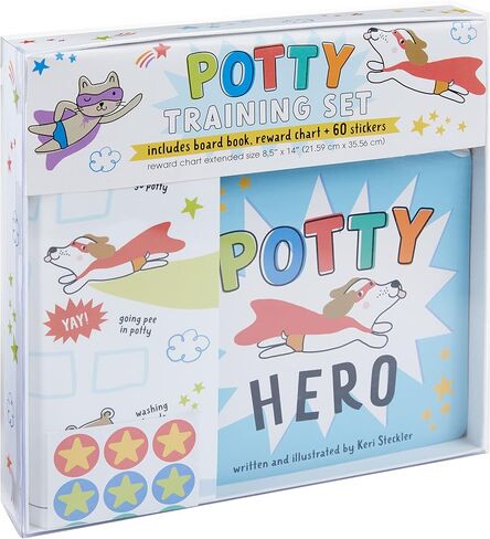 C.R. Gibson BTDK-24938 Super Hero Stickers and Hanging Door Knob Reward Chart Potty Training Tool for Boys, 3.5" W x 15.4" H, Multicolor, 36 Stickers in Kuwait