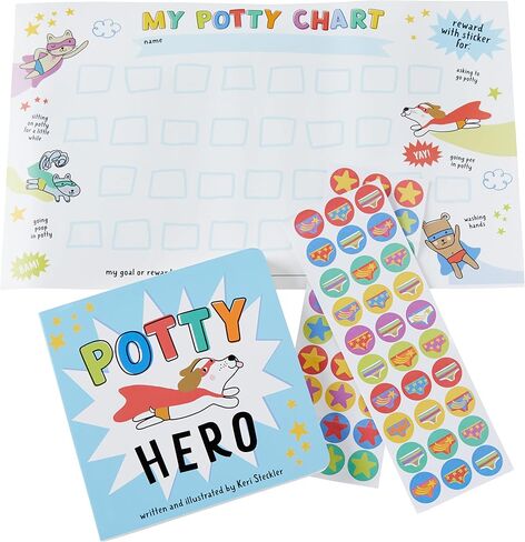 C.R. Gibson BTDK-24938 Super Hero Stickers and Hanging Door Knob Reward Chart Potty Training Tool for Boys, 3.5" W x 15.4" H, Multicolor, 36 Stickers in Kuwait