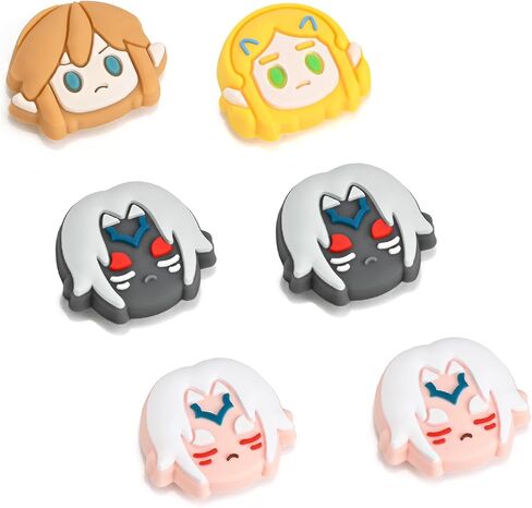 DLseego 6Pcs Thumb Grip Caps for Nintendo Switch, Joystick Caps Soft Silicone Cover for Button Joy Con Controllers Protective Thumb Stick, Anti-Slip Anime Analog Cover for Switch Lite & OLED-White 3 in Saudi Arabia