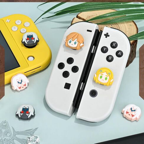 DLseego 6Pcs Thumb Grip Caps for Nintendo Switch, Joystick Caps Soft Silicone Cover for Button Joy Con Controllers Protective Thumb Stick, Anti-Slip Anime Analog Cover for Switch Lite & OLED-White 3 in Saudi Arabia