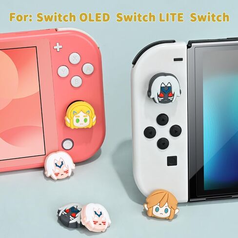 DLseego 6Pcs Thumb Grip Caps for Nintendo Switch, Joystick Caps Soft Silicone Cover for Button Joy Con Controllers Protective Thumb Stick, Anti-Slip Anime Analog Cover for Switch Lite & OLED-White 3 in Saudi Arabia