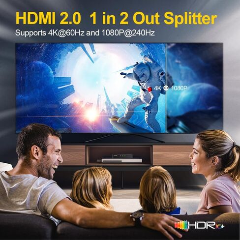 موزع HDMI 4K@60 هرتز 1 في 2 مع خاصية تقليل الحجم الذكي HDR HDCP 2.2 إدارة EDID ودعم 1080p و3D in Kuwait
