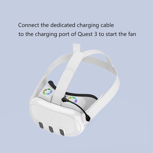 VR Face Pad with Cooling Fan for Oculus Quest 3,VR Face Pad with RGB Lighting and Fan Cooling,Replacement Foam Liner and Anti-fog Sweat Mask Accessory for Quest 3 in Saudi Arabia