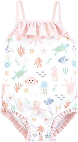 Hudson Baby Baby Girl's Toddler Swimsuit, Pastel Sea, 18-24 Months in Saudi Arabia