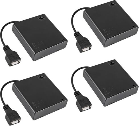 4PCS 2 Slots AA Battery Holder AA Battery Box 3V AA Battery Case USB Power Port with Cover ON/Off Switch USB Female Socket for Battery Building Block Led Light Kit in Saudi Arabia