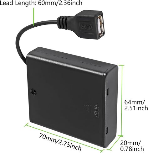 4PCS 2 Slots AA Battery Holder AA Battery Box 3V AA Battery Case USB Power Port with Cover ON/Off Switch USB Female Socket for Battery Building Block Led Light Kit in Saudi Arabia