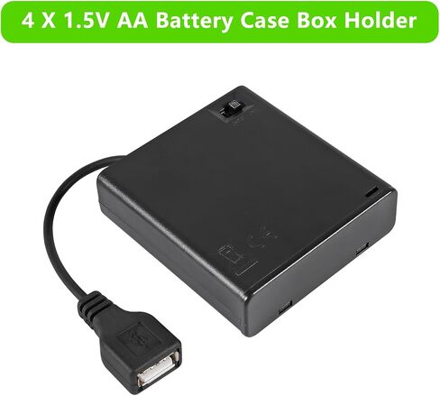 4PCS 2 Slots AA Battery Holder AA Battery Box 3V AA Battery Case USB Power Port with Cover ON/Off Switch USB Female Socket for Battery Building Block Led Light Kit in Saudi Arabia