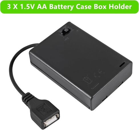 4PCS 2 Slots AA Battery Holder AA Battery Box 3V AA Battery Case USB Power Port with Cover ON/Off Switch USB Female Socket for Battery Building Block Led Light Kit in Saudi Arabia