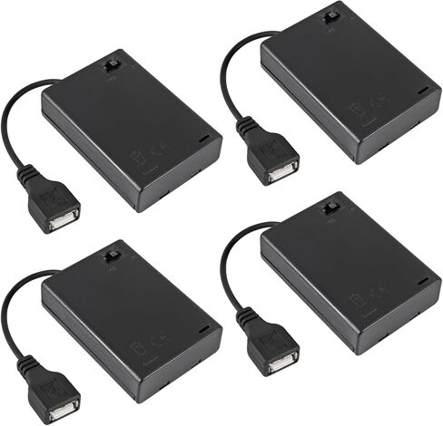 4PCS 2 Slots AA Battery Holder AA Battery Box 3V AA Battery Case USB Power Port with Cover ON/Off Switch USB Female Socket for Battery Building Block Led Light Kit in Saudi Arabia