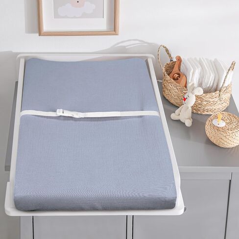 Muslin Changing Pad Cover, MomK!ds 3 Pack Changing Table Cover with Safety Straps Holes, Stretch Ultra Soft Diaper Changing Pad Sheets, Changing Table Sheets Fit 32"/34" x 16" Pads (Flamingo) in Saudi Arabia