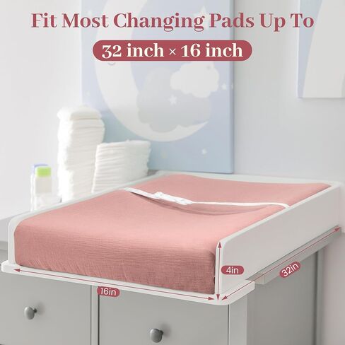 Muslin Changing Pad Cover, MomK!ds 3 Pack Changing Table Cover with Safety Straps Holes, Stretch Ultra Soft Diaper Changing Pad Sheets, Changing Table Sheets Fit 32"/34" x 16" Pads (Flamingo) in Saudi Arabia