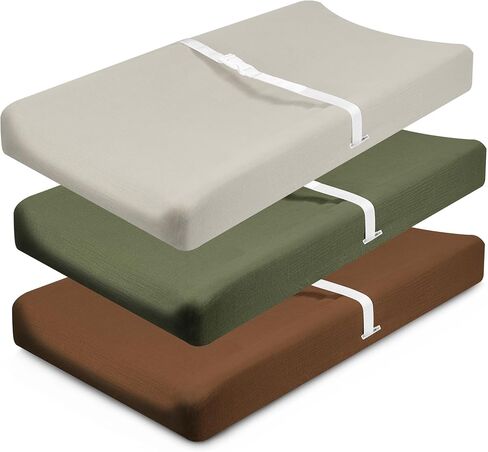 Muslin Changing Pad Cover, MomK!ds 3 Pack Changing Table Cover with Safety Straps Holes, Stretch Ultra Soft Diaper Changing Pad Sheets, Changing Table Sheets Fit 32"/34" x 16" Pads (Flamingo) in Saudi Arabia