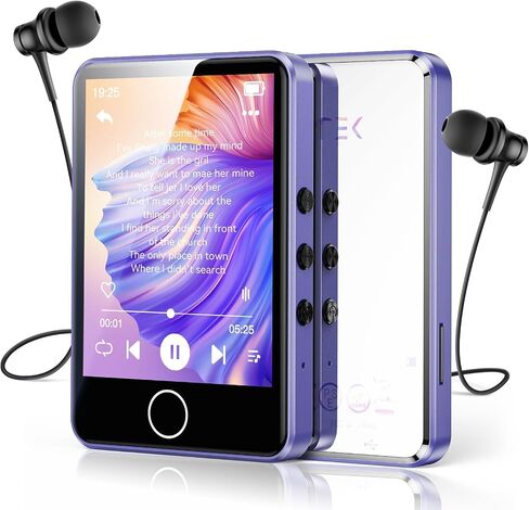 مشغل MP3 سعة 64 جيجابايت مع بلوتوث 5.3، AGPTEK M1 شاشة لمس كاملة 2.8 بوصة، مشغل موسيقى MP3 محمول مدمج عالي الدقة، يدعم ما يصل إلى 128 جيجابايت in Kuwait