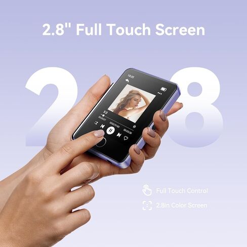 مشغل MP3 سعة 64 جيجابايت مع بلوتوث 5.3، AGPTEK M1 شاشة لمس كاملة 2.8 بوصة، مشغل موسيقى MP3 محمول مدمج عالي الدقة، يدعم ما يصل إلى 128 جيجابايت in Kuwait