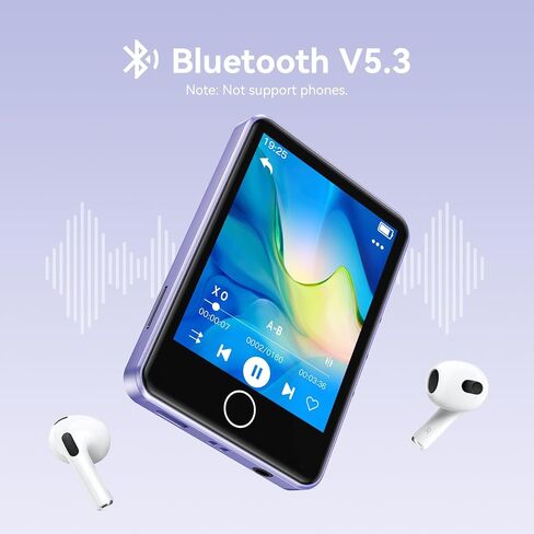 مشغل MP3 سعة 64 جيجابايت مع بلوتوث 5.3، AGPTEK M1 شاشة لمس كاملة 2.8 بوصة، مشغل موسيقى MP3 محمول مدمج عالي الدقة، يدعم ما يصل إلى 128 جيجابايت in Kuwait
