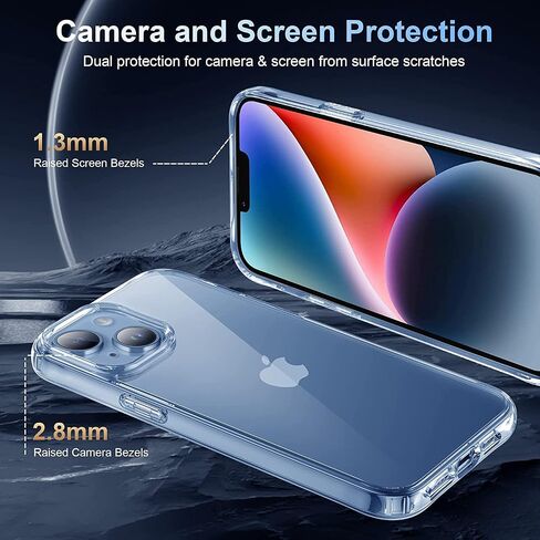 5 in 1 for iPhone 14 Plus Case Clear,Not Yellowing, 2 Screen Protectors, 2 Camera Protectors, 15 FT Military-Grade Drop Protection, Shockproof Slim Case, Magsafe Magnetic Ring in Saudi Arabia