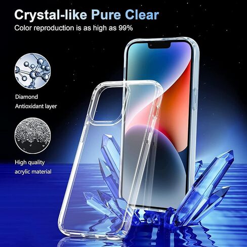 5 in 1 for iPhone 14 Plus Case Clear,Not Yellowing, 2 Screen Protectors, 2 Camera Protectors, 15 FT Military-Grade Drop Protection, Shockproof Slim Case, Magsafe Magnetic Ring in Saudi Arabia