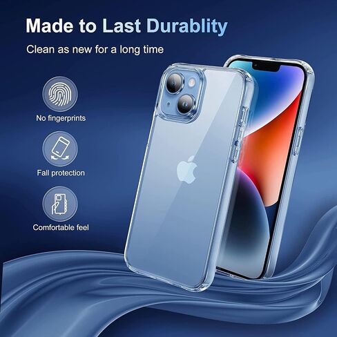 5 in 1 for iPhone 14 Plus Case Clear,Not Yellowing, 2 Screen Protectors, 2 Camera Protectors, 15 FT Military-Grade Drop Protection, Shockproof Slim Case, Magsafe Magnetic Ring in Saudi Arabia