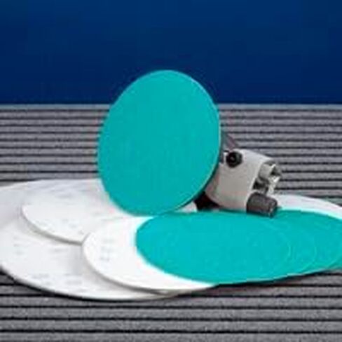 Dynabrade Filmbac PSA Coated Aluminum Oxide Abrasive Sanding Disc with tabs - Very Fine Grade - 150 Grit - 5 in Diameter - Non-Vacuum - 82458-100 Discs in Kuwait