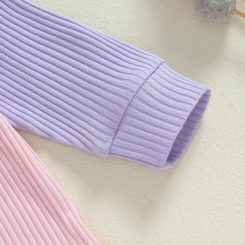 Thorn Tree Newborn Infant Baby Girl Clothes Ribbed Knitted Long Sleeve Romper Long Pants Stretchy Fall Outfits in Saudi Arabia