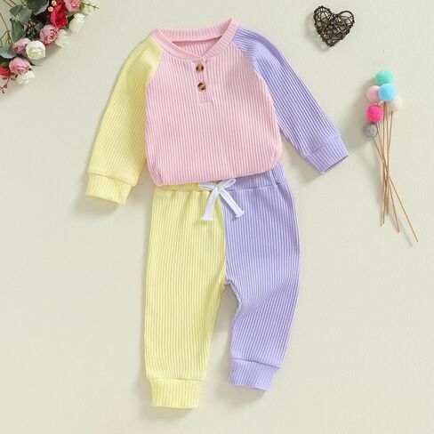 Thorn Tree Newborn Infant Baby Girl Clothes Ribbed Knitted Long Sleeve Romper Long Pants Stretchy Fall Outfits in Saudi Arabia