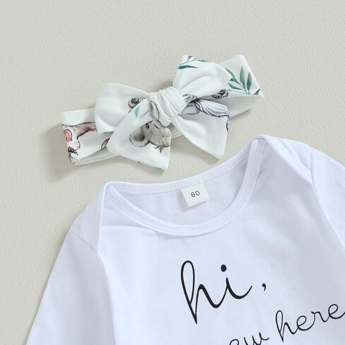 MERSARIPHY Hi I'm New Here Newborn Outfit Baby Boy Girl Going Home Hospital Clothes Letter Romper Pants Infant Clothing Set in Saudi Arabia