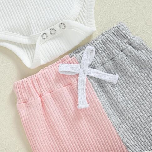 Thorn Tree Newborn Infant Baby Girl Clothes Ribbed Knitted Long Sleeve Romper Long Pants Stretchy Fall Outfits in Saudi Arabia