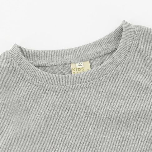 Toddler Baby Girls Summer Clothes Set - Solid Ribbed Knit Short Sleeve T-Shirts Tee & Flared Pants Sets 2T-7 Years in Kuwait