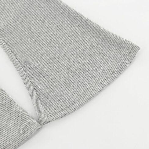 Toddler Baby Girls Summer Clothes Set - Solid Ribbed Knit Short Sleeve T-Shirts Tee & Flared Pants Sets 2T-7 Years in Kuwait