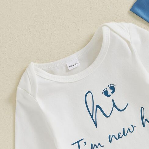 MERSARIPHY Hi I'm New Here Newborn Outfit Baby Boy Girl Going Home Hospital Clothes Letter Romper Pants Infant Clothing Set in Saudi Arabia