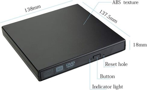 محرك أقراص DVD خارجي، محرك أقراص USB 2.0 ضوئي نحيف محمول، نقل بيانات عالي السرعة، التوصيل والتشغيل، ثابت مضاد للصدمات، استهلاك منخفض للطاقة، ضوضاء منخفضة in Saudi Arabia