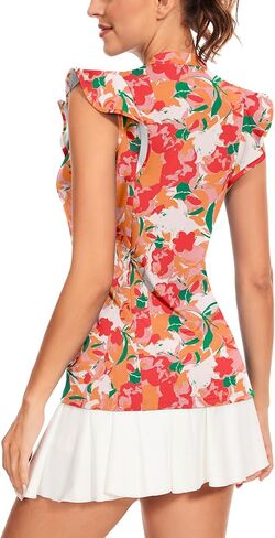 قمصان بولو جولف نسائية بأكمام مكشكشة من Soneven، بلوزات عمل مطبوعة ماصة للرطوبة in Kuwait