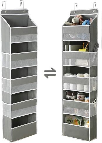 Over The Door Storage Organizer with 5 Pockets 10 Mesh Pockets, 44 lbs Weight Capacity Door Hanging Organizers and Storage for Bedroom,Bathroom,Nursery,Kidroom,Babyroom in Saudi Arabia
