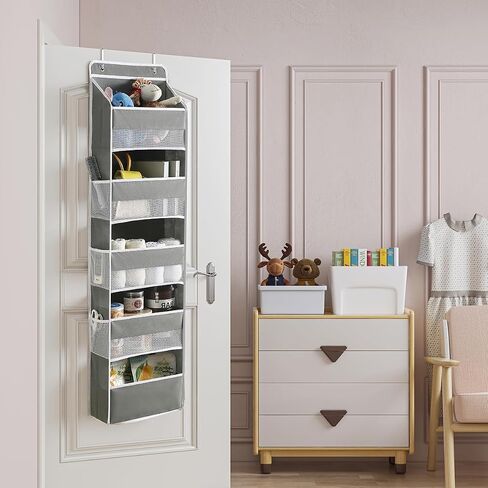 Over The Door Storage Organizer with 5 Pockets 10 Mesh Pockets, 44 lbs Weight Capacity Door Hanging Organizers and Storage for Bedroom,Bathroom,Nursery,Kidroom,Babyroom in Saudi Arabia