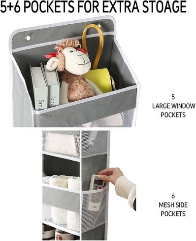 Over The Door Storage Organizer with 5 Pockets 10 Mesh Pockets, 44 lbs Weight Capacity Door Hanging Organizers and Storage for Bedroom,Bathroom,Nursery,Kidroom,Babyroom in Saudi Arabia