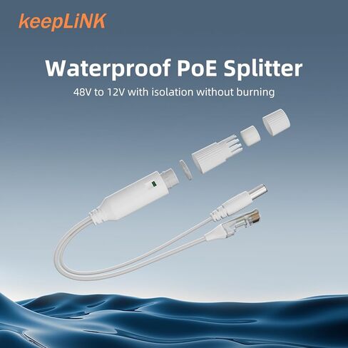 4-Pack Active 48V to 12V Waterproof PoE Splitter Adapter, IEEE 802.3af, 10/100Mbps Power Over Ethernet Splitter, for IP Camera, AP and More in Saudi Arabia