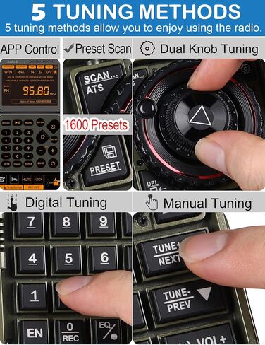 ZHIWHIS Shortwave Radio with SSB and Extra Antenna, AM FM CB LW AIR VHF UHF SW WB SSB Receiver, NOAA Weather/Antenna Tuner/APP Control/Bluetooth/20W Speaker/1600 Presets/Rechargeable Radios ZWS-C919 in Saudi Arabia