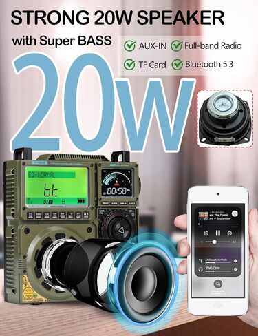 ZHIWHIS Shortwave Radio with SSB and Extra Antenna, AM FM CB LW AIR VHF UHF SW WB SSB Receiver, NOAA Weather/Antenna Tuner/APP Control/Bluetooth/20W Speaker/1600 Presets/Rechargeable Radios ZWS-C919 in Saudi Arabia