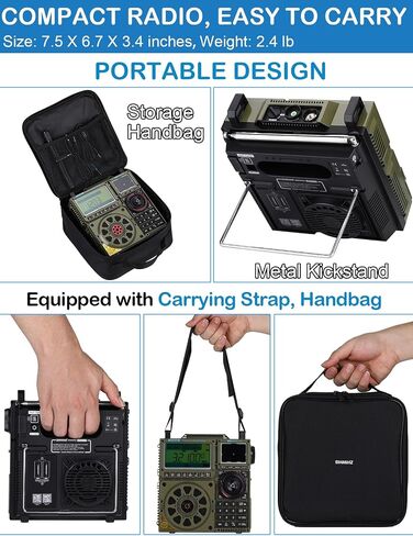 ZHIWHIS Shortwave Radio with SSB and Extra Antenna, AM FM CB LW AIR VHF UHF SW WB SSB Receiver, NOAA Weather/Antenna Tuner/APP Control/Bluetooth/20W Speaker/1600 Presets/Rechargeable Radios ZWS-C919 in Saudi Arabia