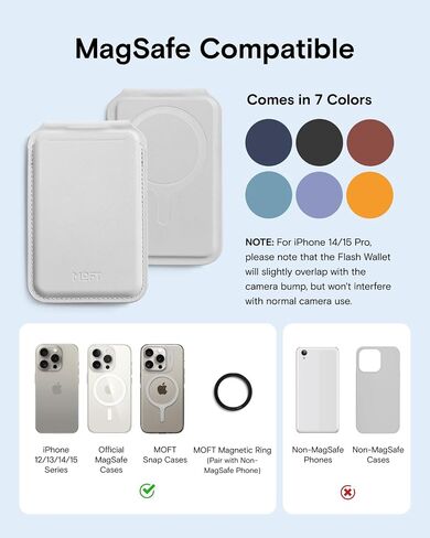 MOFT MagSafe Wallet, Card Holder Fit 1-2 Cards, Strong Magnetic Wallet with Angle Adjustment, MOVAS Vegan Leather Phone Wallet for iPhone 15/14/13/12 Series, Jet Black in Saudi Arabia
