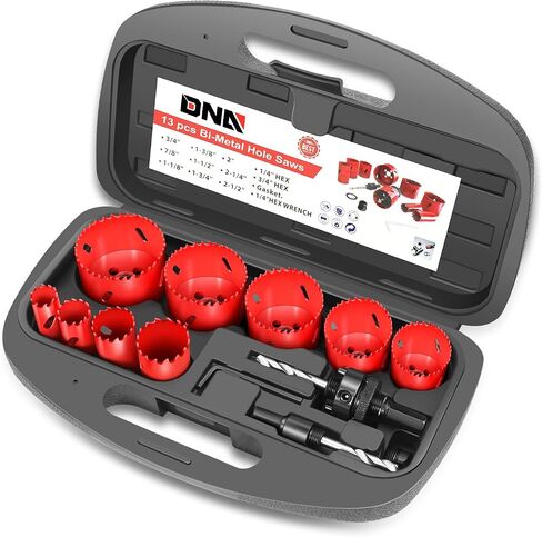 DNA MOTORING 9pc Bi-Metal Cutter Hole Saw Set Hole Saw Kit for Thin Metal, Wood, Steel, Plate, Hole Saw Drilling Kit, W/Case, TOOLS-00542 in Saudi Arabia