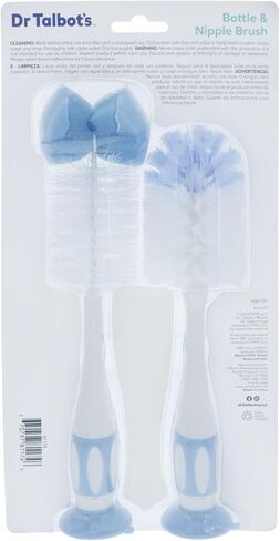 Dr. Talbot’s Bottle and Nipple Brush, Soft Nylon Bristles, Sponge Top, Handle with Suction Base, 2 pack, Blue in Saudi Arabia