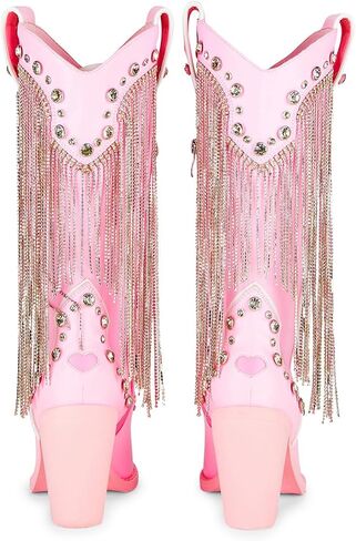 Dolls Kill Present Perfect Cowboy Boots by Sugar Thrillz - Vegan Leather Footwear With Rhinestone Fringe and Jewel Studs in Saudi Arabia