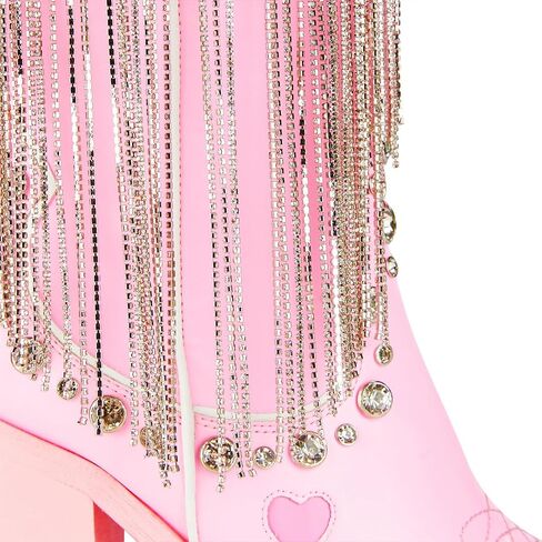 Dolls Kill Present Perfect Cowboy Boots by Sugar Thrillz - Vegan Leather Footwear With Rhinestone Fringe and Jewel Studs in Saudi Arabia